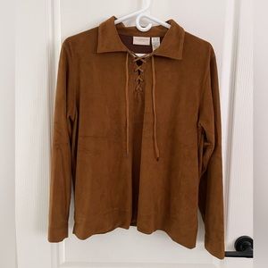 VINTAGE LIZ CLAIBORNE BROWN SUEDE TOP